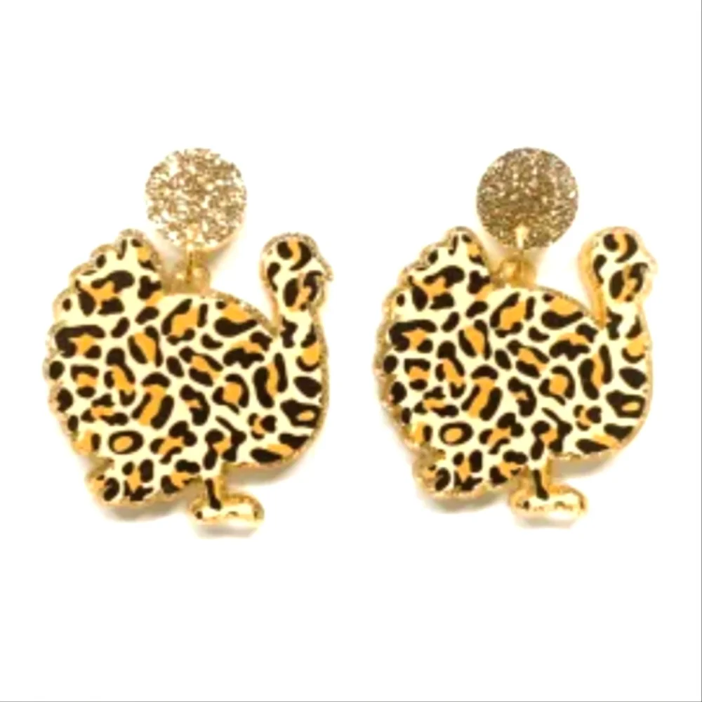 Leopard Turkey Acrylic Earrings - Picture 1 of 4